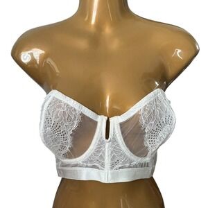 Thistle & Spire Ivory Lace Strapless Balconette Bra NWT 36E Bridal